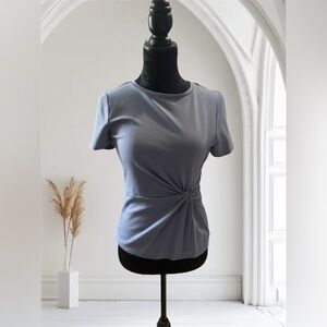 Express Light Blue Knot-Front Top